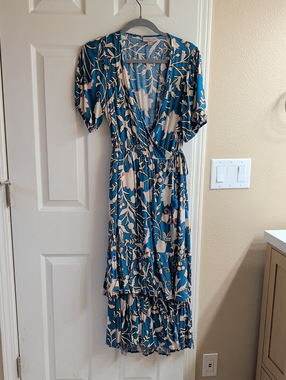 Blue Floral Wrap Maxi Dress Size Small